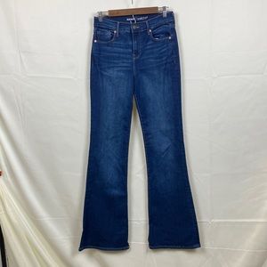 Old Navy Flare Medium Wash Wide Leg High Rise Denim Blue Jeans Women's Size 6